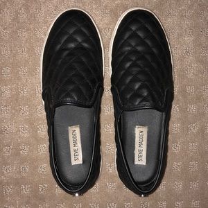 Steve Madden Black Quilted Slip On-8.5